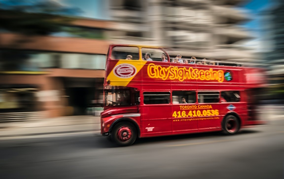 Sightseeing double-decker tour bus in Toronto