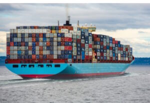 Loaded container ship
